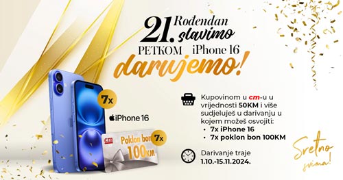 Rođendan slavimo, petkom iPhone 16 darujemo!